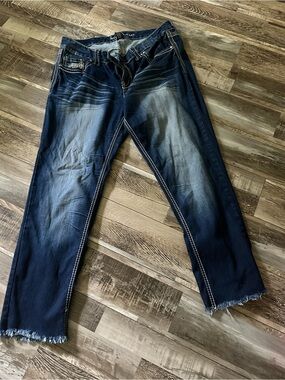 Source Unknown Women's Dark Blue Washed Boyfriend Jeans